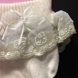 Ivory Baby Girl Christening/Special Occasion Ladybird Sock