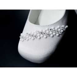 White Satin First Holy Communion Shoes Style MAISIE