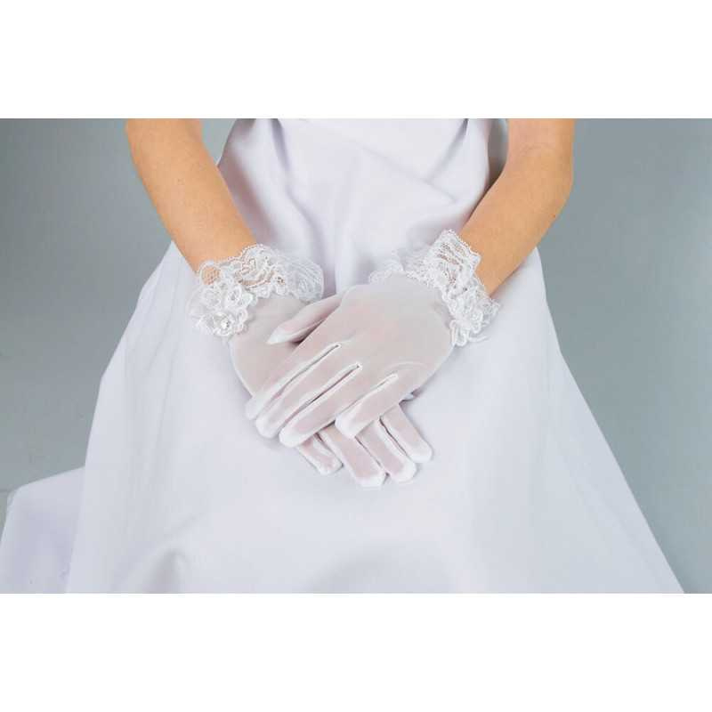 White Lace First Holy Communion Gloves Style K-19 White Lace First Holy Communion Gloves Style K-19