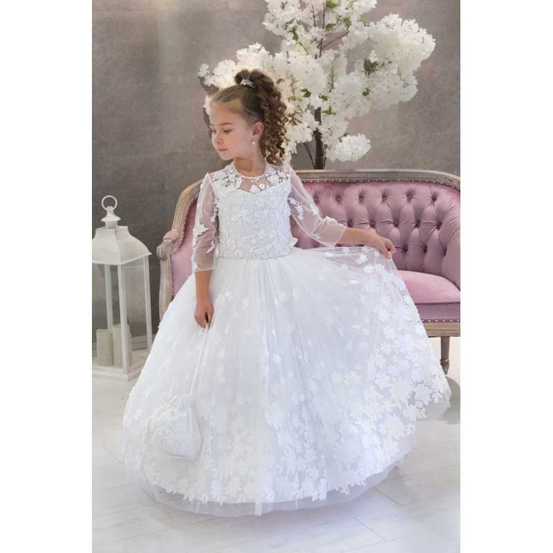 HANDMADE WHITE FIRST HOLY COMMUNION DRESS STYLE T-932 HANDMADE WHITE FIRST HOLY COMMUNION DRESS STYLE T-932