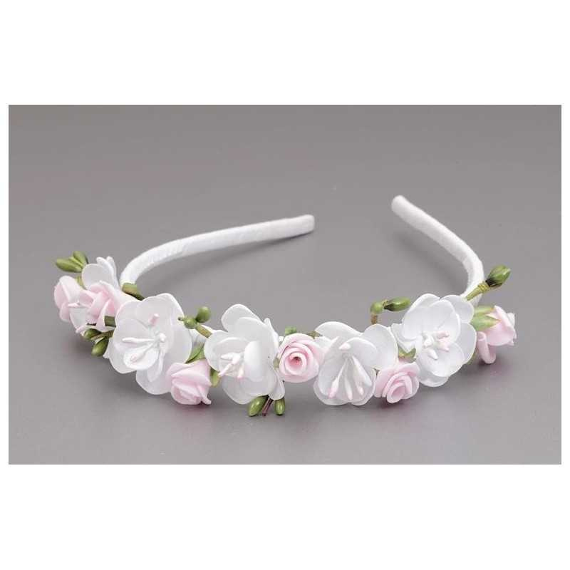 WHITE/PINK/GREEN FIRST HOLY COMMUNION HEADBAND STYLE OW-080 WHITE/PINK/GREEN FIRST HOLY COMMUNION HEADBAND STYLE OW-080
