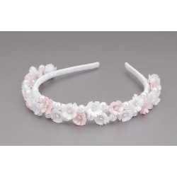 WHITE/PINK  FIRST HOLY COMMUNION HEADBAND STYLE OW-082