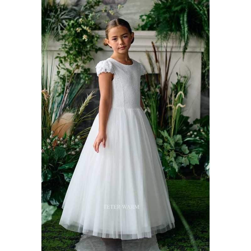 TETER WARM IVORY HANDMADE FIRST HOLY COMMUNION DRESS STYLE ES05