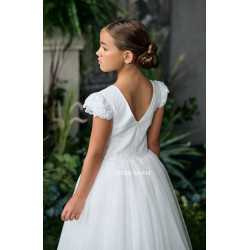 TETER WARM IVORY HANDMADE FIRST HOLY COMMUNION DRESS STYLE ES05